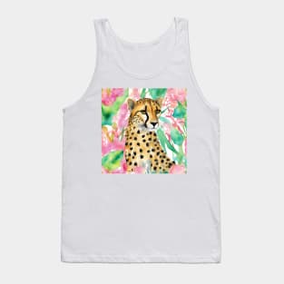 Preppy watercolor portrait of cheetah Tank Top